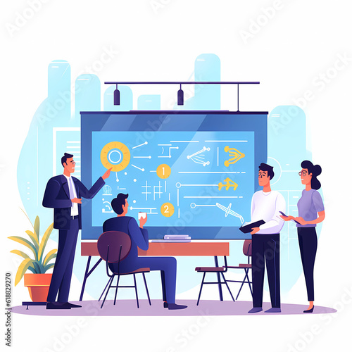 Business Marketing illustrations. Mega set. Collection of scenes with men and women taking part in business activities. Trendy vector style, Modern web business service set. Web development