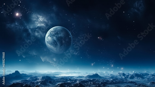 Space and planet panorama background with empty space for text © AI Petr Images