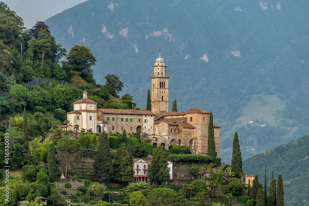 Church of Santa Maria del Sasso, overlooking Lake Lugano, Morcote, Switzerland