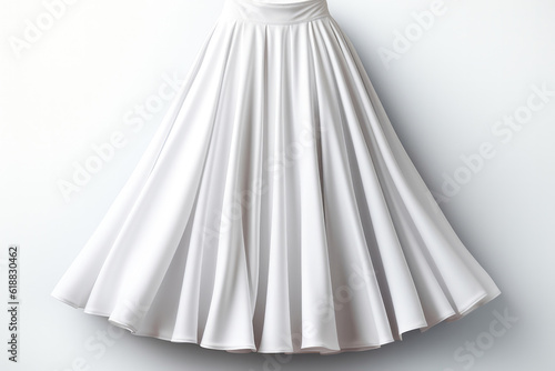 White Fabric Midi Skirt On White Background. Generative AI