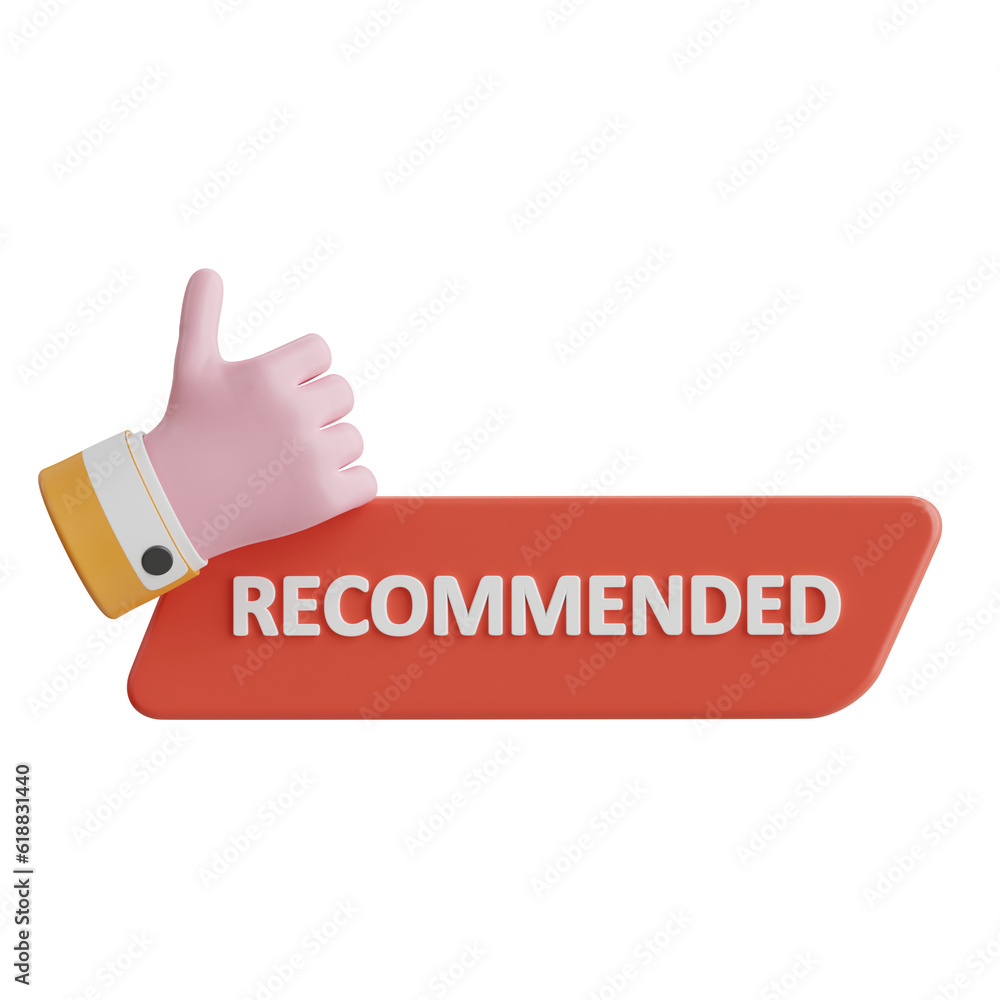 3d Recommend icon isolated on white background. 3d rendering illustration