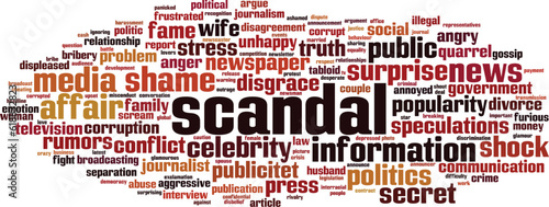 Scandal word cloud concept. Collage made of words about scandal. Vector illustration 
