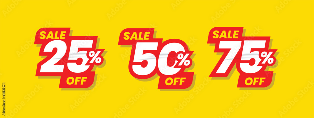 © fajarnuxs - Set of discount label vector illustration, sale banner for promotional 25% off, 50% off, 75% off special offer tag sticker design element © fajarnuxs - Set of discount label vector illustration, sale banner for promotional 25% off, 50% off, 75% off special offer tag sticker design element