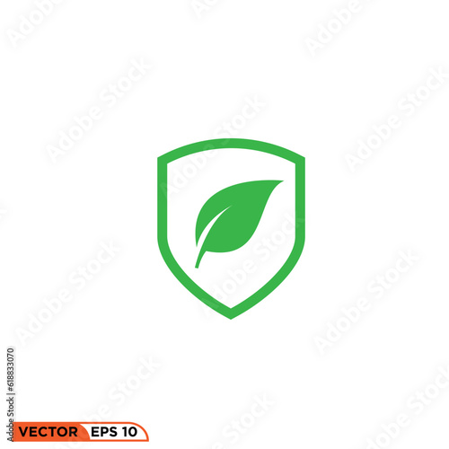 Leaf shield icon vector graphic of template 