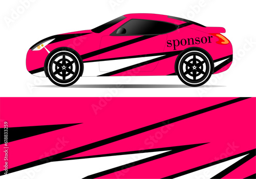 pink color Car sticker design vector. Graphic abstract line racing background kit design for vehicle  race car  rally  adventure and livery wrapping