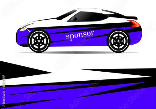 Abstract background blue racing sports car for the design of sticker wrap and vehicle livery