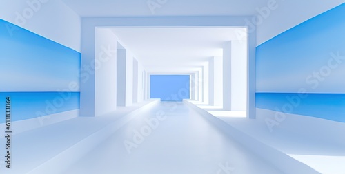 illustration of blue white modern architecture perspective background  Generative Ai