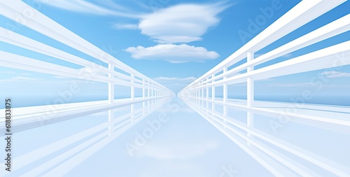 illustration of blue white modern architecture perspective background, Generative Ai