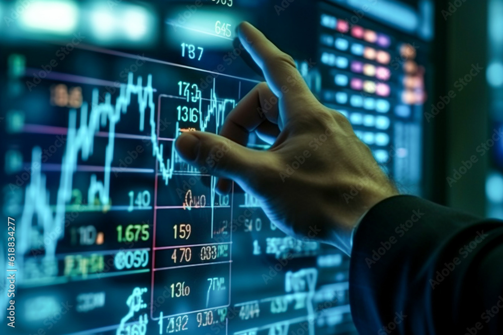 Ai Generated Businessman's Hand Points to Stock Market Graph Strategic Analysis for Financial Growth Ai Generated Businessman's Hand Points to Stock Market Graph Strategic Analysis for Financial Growth
