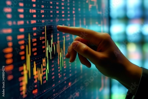 Ai Generated Businessman's Hand Points to Stock Market Graph Strategic Analysis for Financial Growth