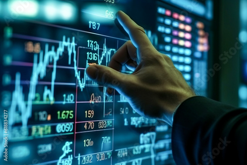 Ai Generated Businessman's Hand Points to Stock Market Graph Strategic Analysis for Financial Growth