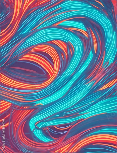 Photo of a vibrant and dynamic abstract background with swirling patterns in blue and red colors