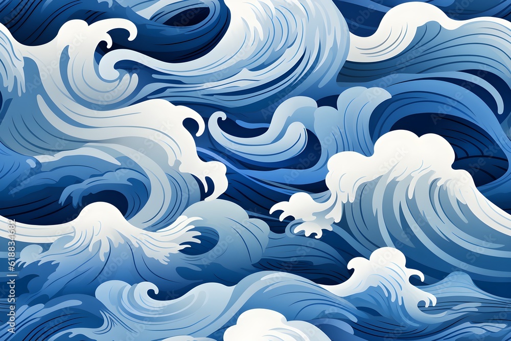 simple seamless doodle janese style waves themed pattern simple seamless doodle janese style waves themed pattern