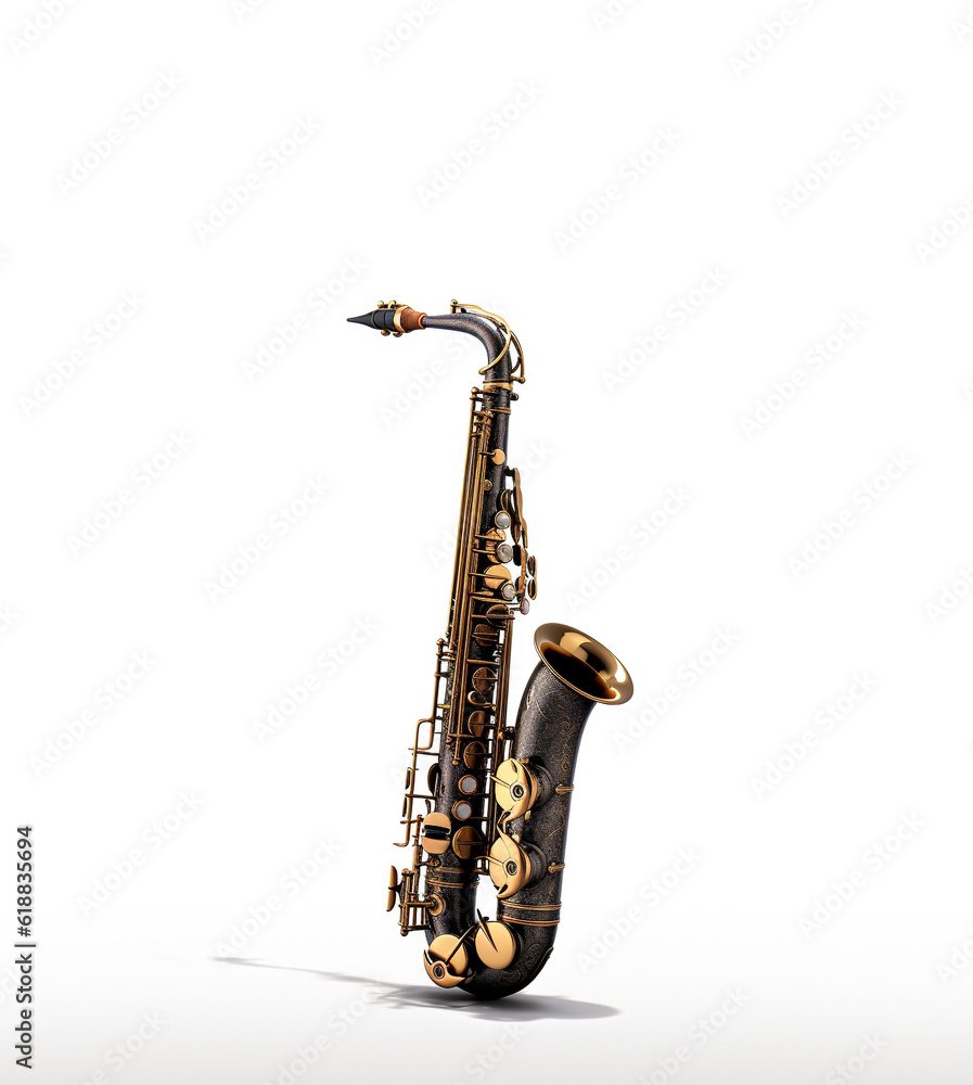 Naklejka premium saxophone isolated on white, Created using generative AI tools.