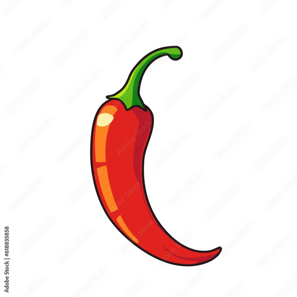 Chili pepper image. Cute image of an isolated red chili. Vector illustration Chili pepper image. Cute image of an isolated red chili. Vector illustration