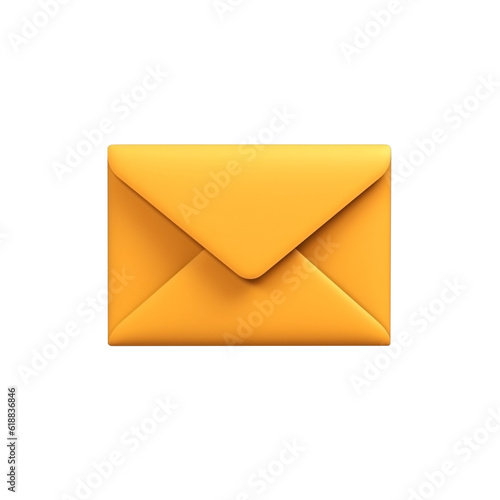Blank yellow letter. 3d envelope icon created with Generative Ai technology