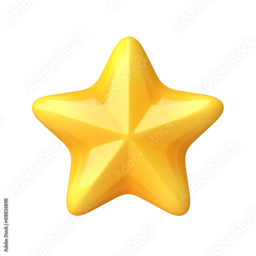 Yellow shiny star. 3d icon created with Generative Ai technology