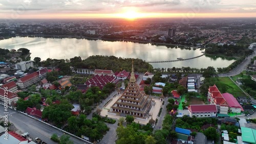 Aerial view of Phra Mahathat Kaen Nakhon in Khon Kaen province, Thailand. photo