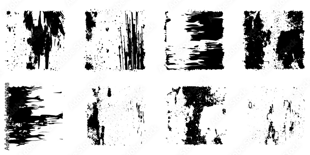 Abstract black grunge splashes. Set of black grunge splashes. Abstract background. Abstract black grunge splashes. Set of black grunge splashes. Abstract background.