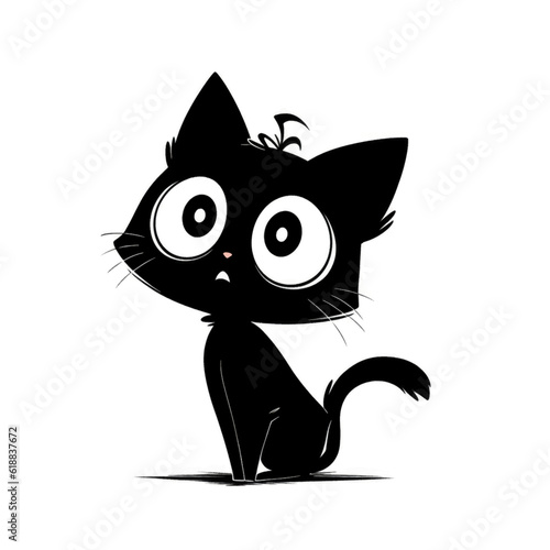 Halloween banner with tradition symbols. Black cat illustration. Generated AI