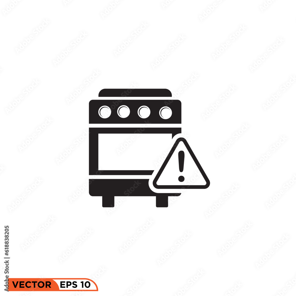 Oven warning icon vector graphic of template Oven warning icon vector graphic of template