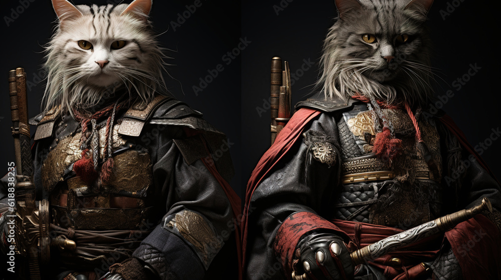 Cats samurai, created with Generative AI