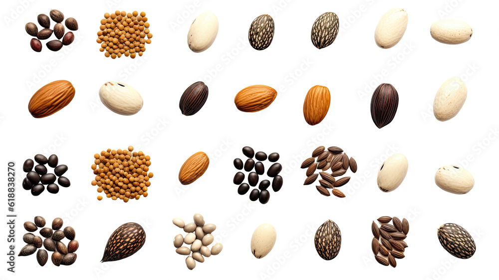 Obraz premium collection of seeds isolated on a transparent background, generative ai