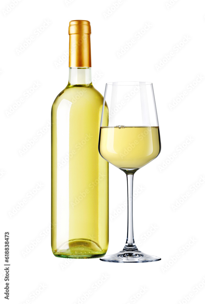 Weisswein Glas und Flasche Weisswein Glas und Flasche