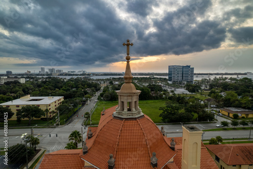 Aerial drone photo of a church in Daytona Beach, Florida