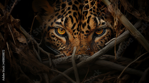 Wild Whiskers: Unleashing the Senses of the Leopard,illustration,created with Generative AI Technology photo