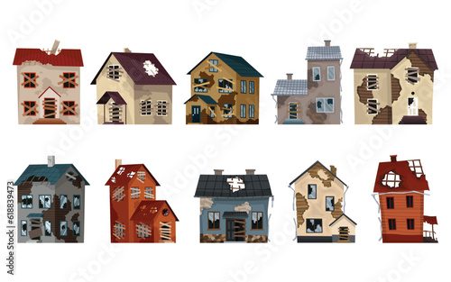 Fotografia, Obraz Old weathered houses and dwellings collection