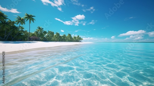 serene and picturesque beach with crystal-clear turquoise water and white sandy shores  Tropical beach