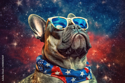 Cute French Bulldog with Sunglasses - Generative Ai