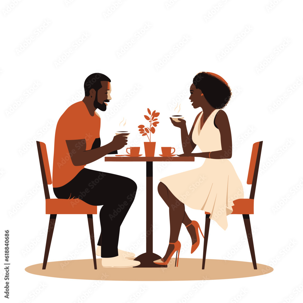 black couple date vector flat minimalistic isolated illustration black couple date vector flat minimalistic isolated illustration