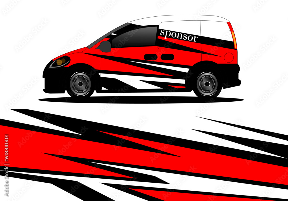 black and red base colorVan wrapper design. Wrap, sticker, and decal design in vector format