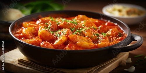 tteokbokki Korean food for lunch or dinner. AI Generated photo