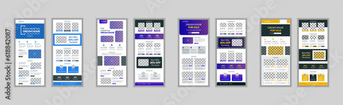 Real estate unique concept for email newsletter template. Buying and selling housing, building houses. UI, UX, user interface scenes for web design template and business standee roll up banner design.