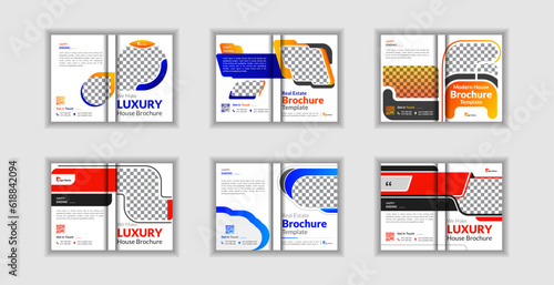 Luxury modern house brochure cover template or Real estate business construction apartment magazine cover design set. 