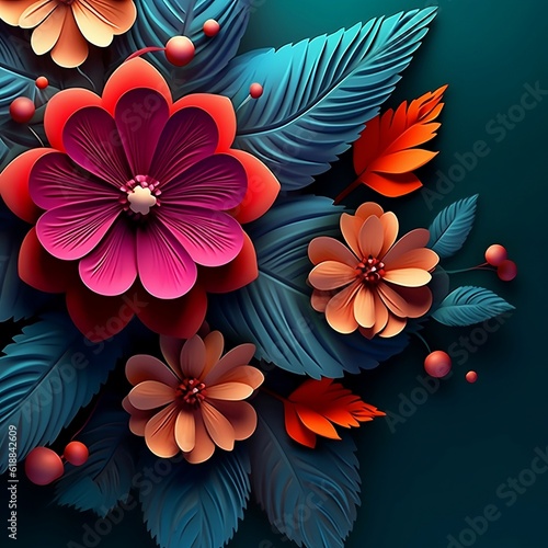 3d flower cretive florarl 3d art, 3d floral background image photo