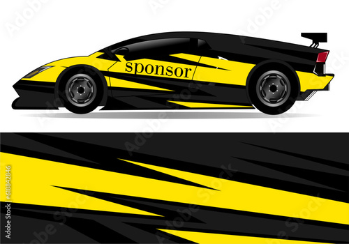 yellow color car sticker vector design. Graphic abstract line racing background kit design for vehicle  race car  rally  adventure and livery wrapping