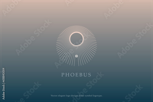 Celestial logo design, Star logotype, Planet, Space, Universe, Minimal Minimalistic, Sun, Rays, Satelite emblem