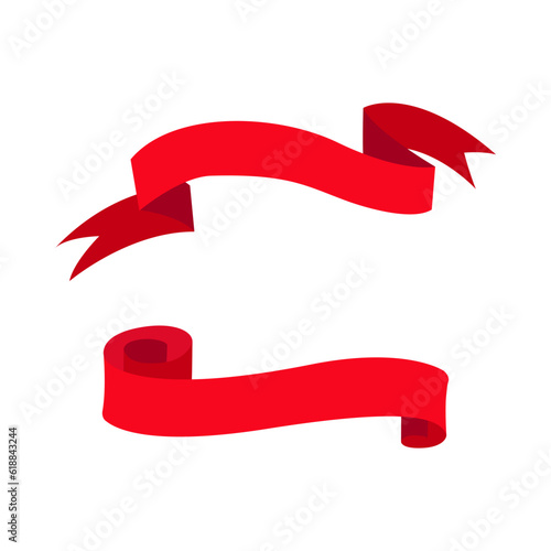 Red ribbon banner isolated on white background