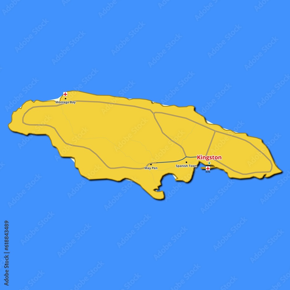 Map of Jamaica with main roads and highways Map of Jamaica with main roads and highways