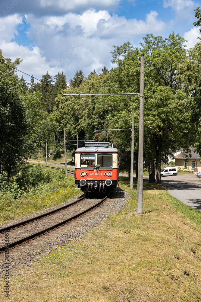 Naklejka premium Flat section of the Oberweißbach mountain railway
