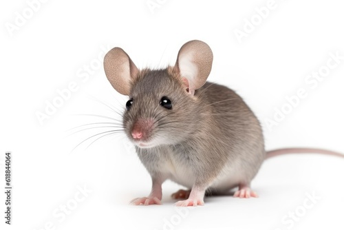 A gray rat sitting on top of a white floor created with Generative AI technology