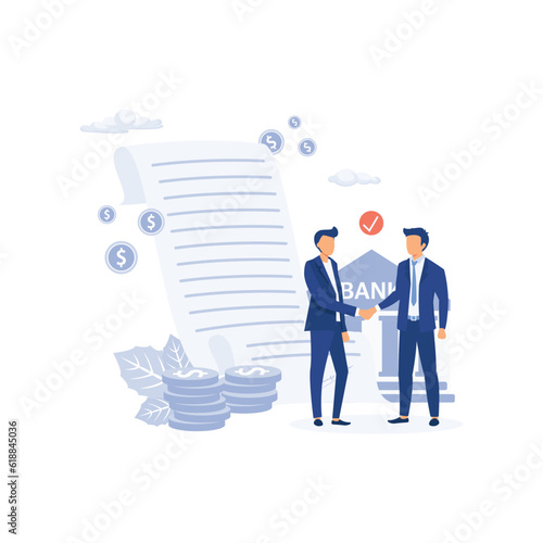 Loan agreements borrow money from the bank, personal loan or financial support concept, flat vector modern illustration