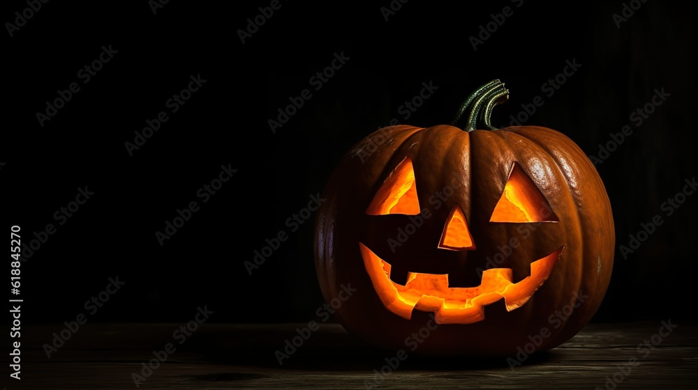 Jack o lantern with night background made with AI generative technology Jack o lantern with night background made with AI generative technology