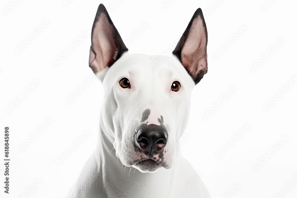 Portrait of Bull Terrier dog on white background