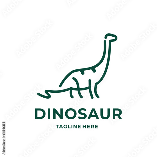 minimalistic monoline line art outline dinosaur icon illustration vector template