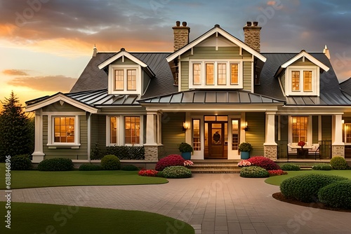 luxury home in the sunset,luxury home in the morning,house in the evening,house in the sunset